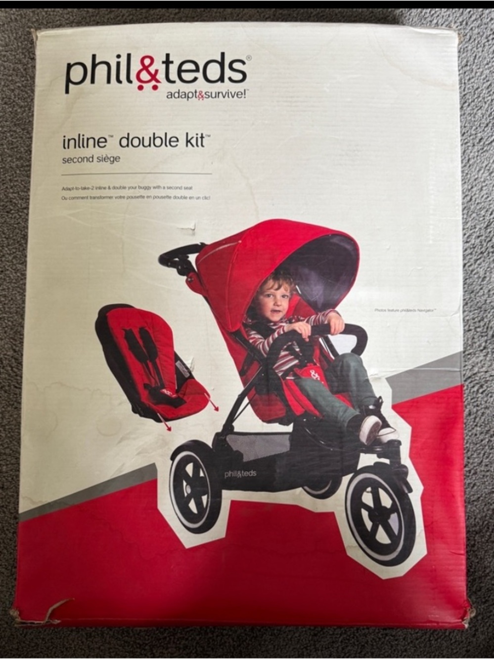 Phil & Teds Inline Double Kit Stroller “Navigator” - Red